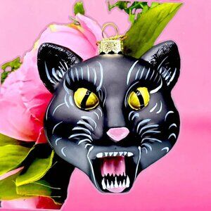 Halloween Black Cat Glass Ornament Gothmas Tree Scardy Cat Hissing Cat Ornament
